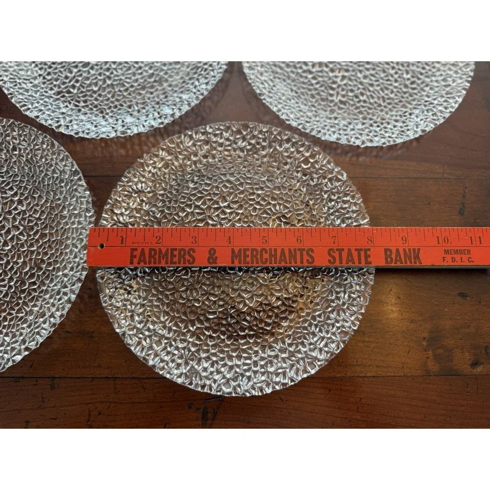 Vintage Vetropuro Clear Pebble Textured Glass Plates 8